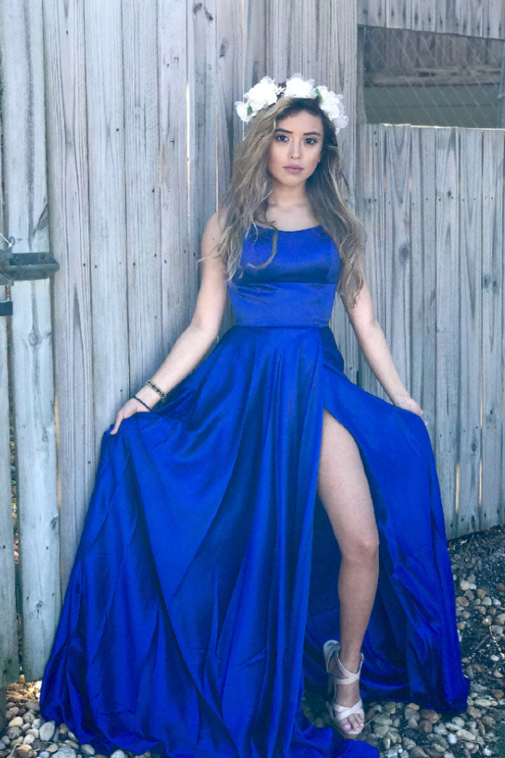 Sexy Royal Blue Prom Dress with Slit, Evening Dress ,Winter Formal Dress, Pageant Dance Dresses, Graduation School Party Gown, PC0305 - Promcoming