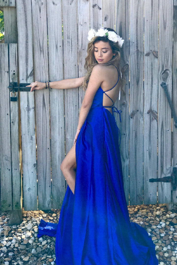 Sexy Royal Blue Prom Dress with Slit, Evening Dress ,Winter Formal Dress, Pageant Dance Dresses, Graduation School Party Gown, PC0305 - Promcoming