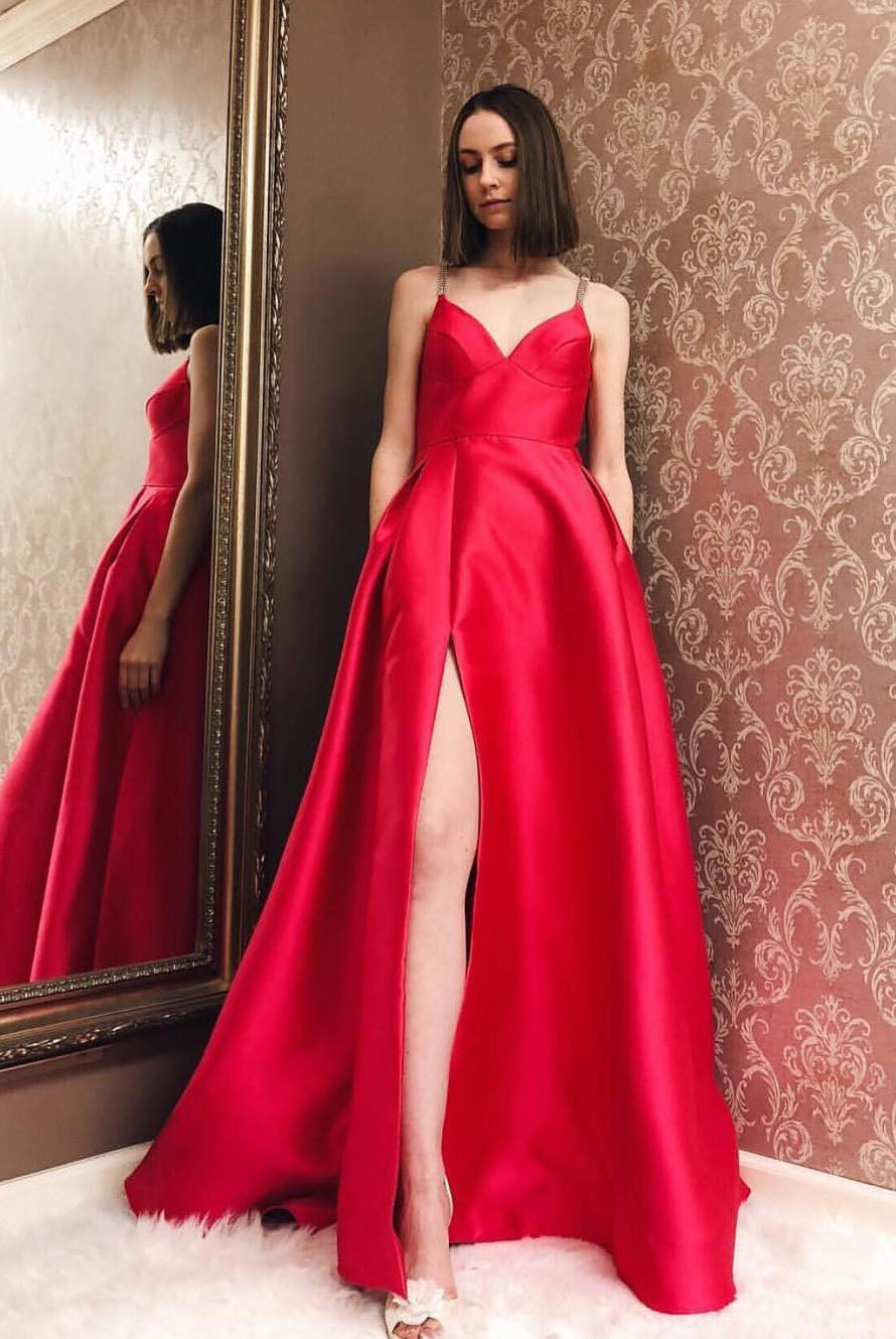 Prom Dress with Slit, Evening Dress ,Winter Formal Dress, Pageant Dance Dresses, Graduation School Party Gown, PC0313 - Promcoming