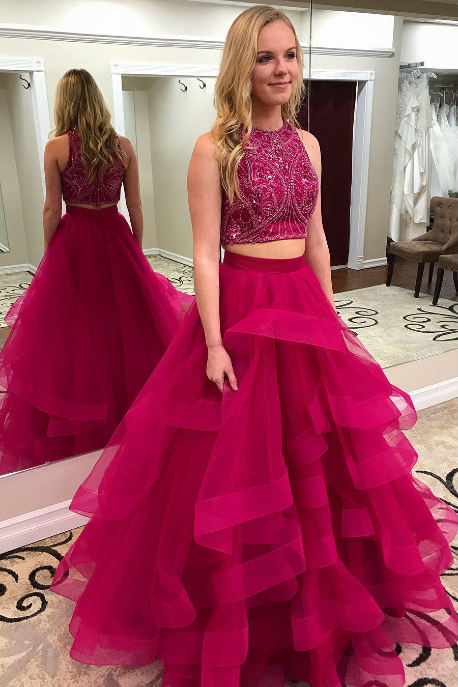 Two Pieces Prom Dress, Evening Dress ,Winter Formal Dress, Pageant Dance Dresses, Graduation School Party Gown, PC0316 - Promcoming