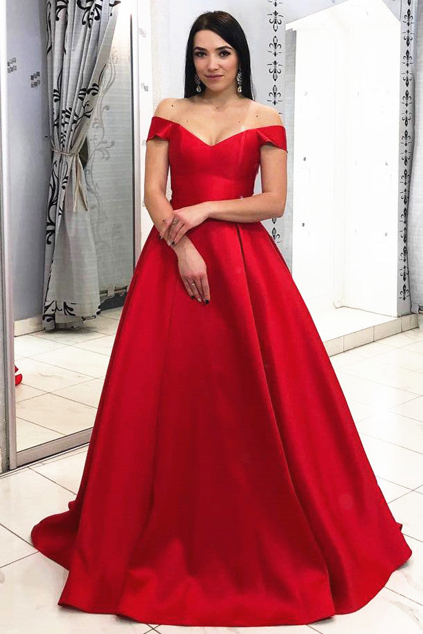 Red Prom Dress Off The Shoulder Straps, Prom Dresses, Evening Dress, Dance Dress, Graduation School Party Gown, PC0392 - Promcoming