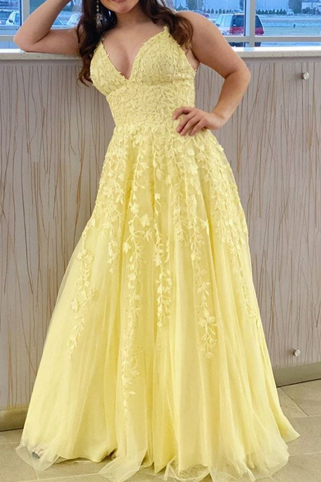 Yellow Lace Prom Dress 2020, Evening Dress, Formal Dress, Graduation School Party Gown, PC0483 - Promcoming