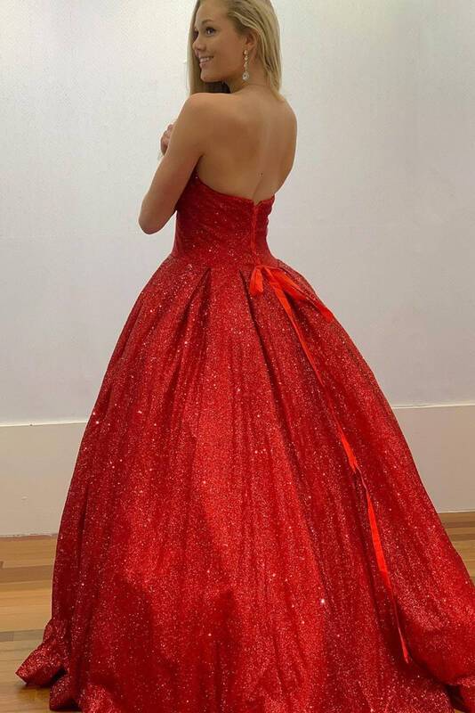 Red Sparkling Prom Dress Long , Formal Ball Dress, Evening Dress, Dance Dresses, School Party Gown, PC0927