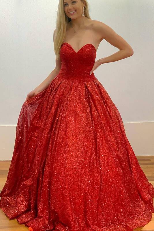 Red Sparkling Prom Dress Long , Formal Ball Dress, Evening Dress, Dance Dresses, School Party Gown, PC0927
