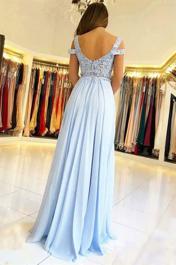 Light Blue Prom Dress with Slit, Evening Dress ,Winter Formal Dress, Pageant Dance Dresses, Graduation School Party Gown, PC0215 - Promcoming