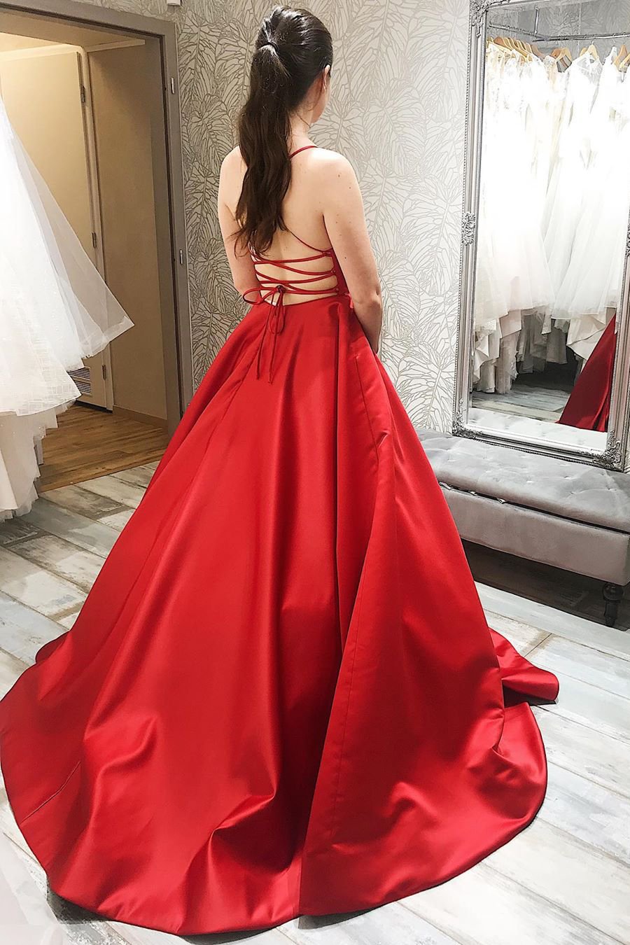 Red Prom Dress A Line, Sweet 16 Dress, Evening Dress ,Winter Formal Dress, Pageant Dance Dresses, Graduation School Party Gown, PC0208 - Promcoming