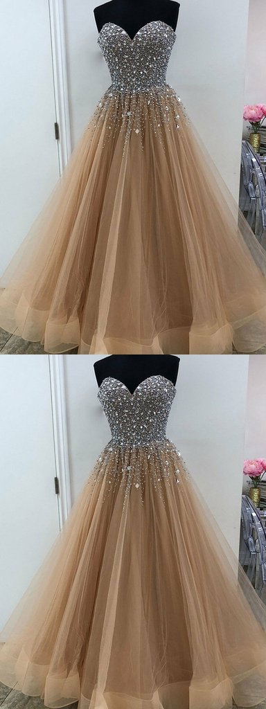 Champagne Gold Prom Dress Long, Evening Dress ,Winter Formal Dress, Pageant Dance Dresses, Graduation School Party Gown, PC0218 - Promcoming