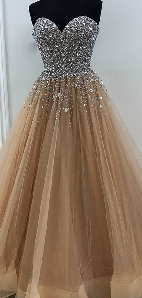 Champagne Gold Prom Dress Long, Evening Dress ,Winter Formal Dress, Pageant Dance Dresses, Graduation School Party Gown, PC0218 - Promcoming