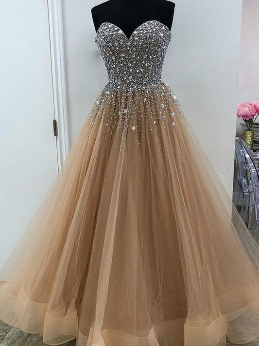 Champagne Gold Prom Dress Long, Evening Dress ,Winter Formal Dress, Pageant Dance Dresses, Graduation School Party Gown, PC0218 - Promcoming