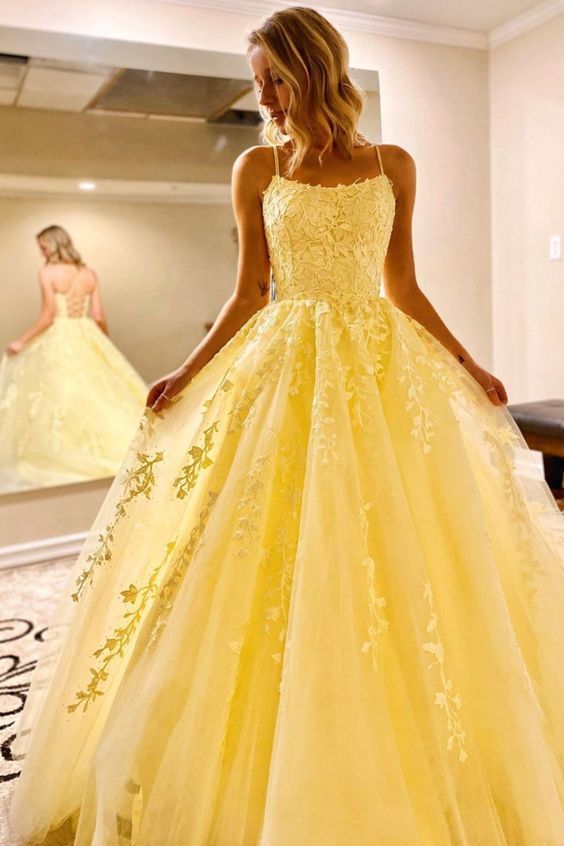 Yellow Lace Prom Dress 2020, Evening Dress, Dance Dress, Graduation School Party Gown, PC0459 - Promcoming