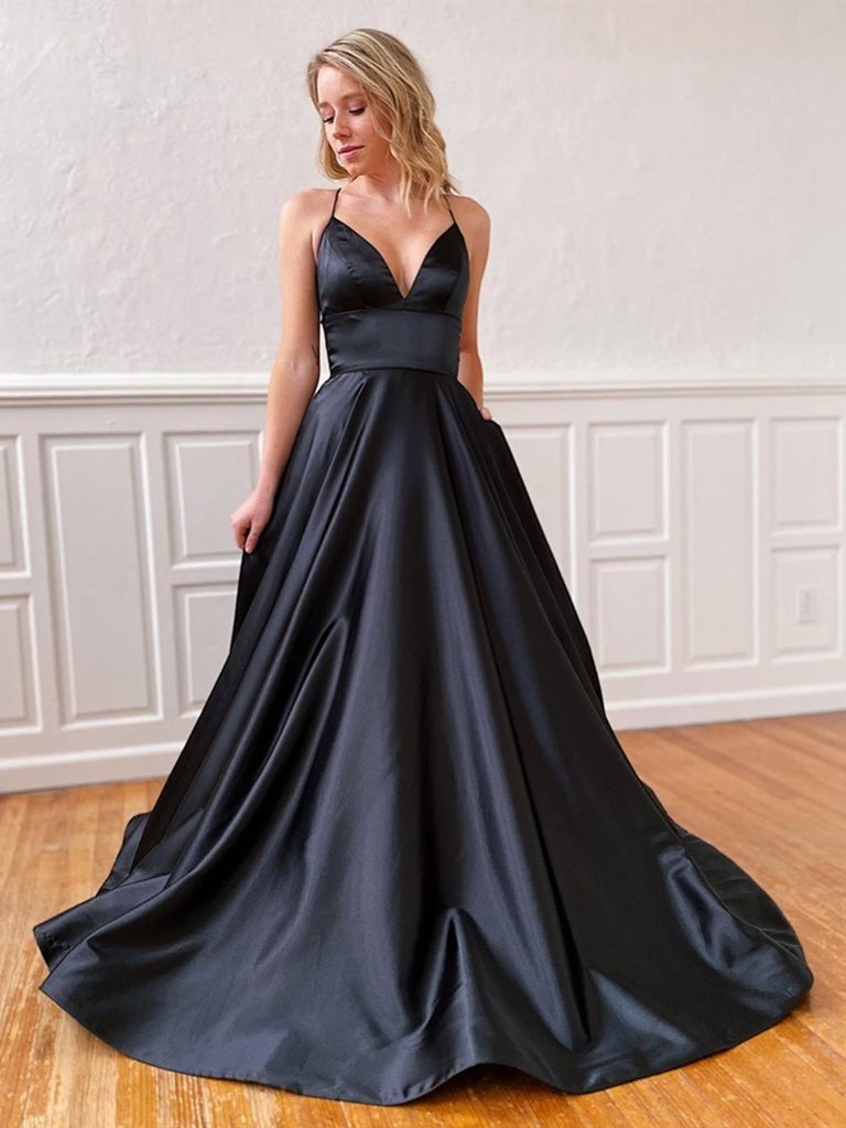 Black Prom Dress Cross Back, Evening Dress, Dance Dress, Formal Dress, Graduation School Party Gown, PC0574 - Promcoming