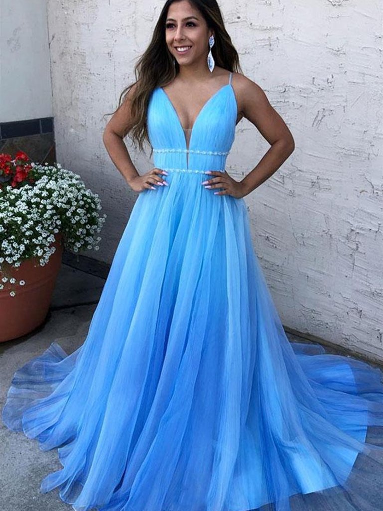 Blue Prom Dress, Evening Dress, Dance Dress, Formal Dress, Graduation School Party Gown, PC0548 - Promcoming