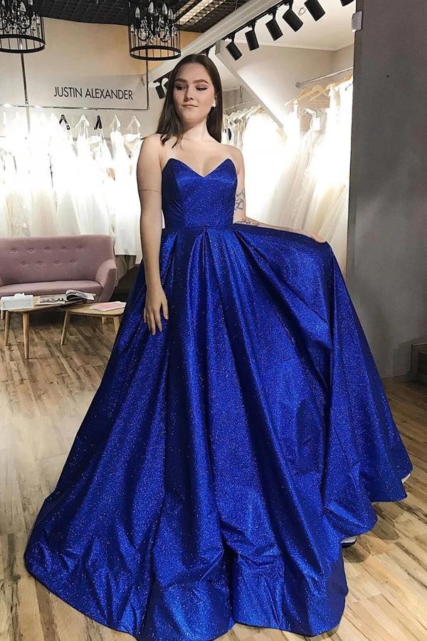 Royal Blue Prom Dress Sparkling, Winter Formal Dress, Pageant Dance Dresses, Back To School Party Gown, PC0691