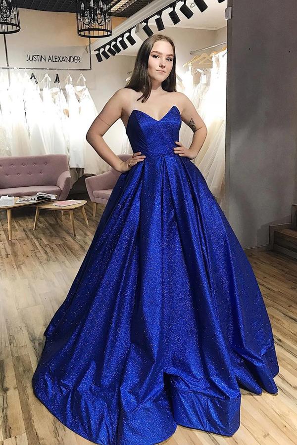 Royal Blue Prom Dress Sparkling, Winter Formal Dress, Pageant Dance Dresses, Back To School Party Gown, PC0691