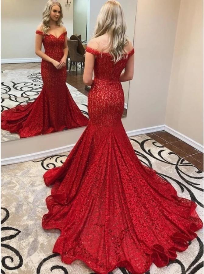 Mermaid Lace Prom Dress, Evening Dress ,Winter Formal Dress, Pageant Dance Dresses, Back To School Party Gown, PC0607 - Promcoming