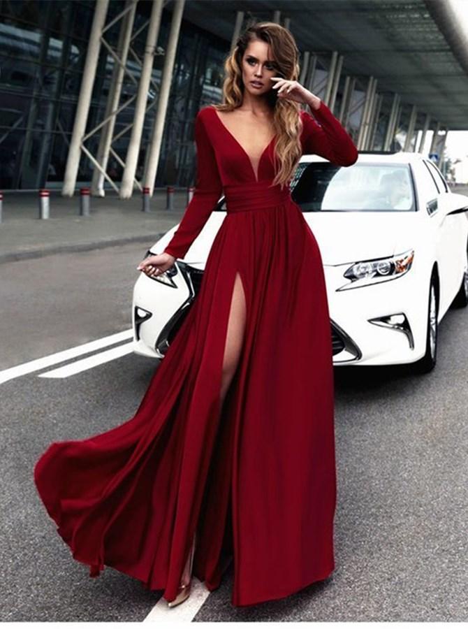 Prom Dress with Long Sleeves, Evening Dress, Special Occasion Dress, Formal Dress, Graduation School Party Gown, PC0540 - Promcoming