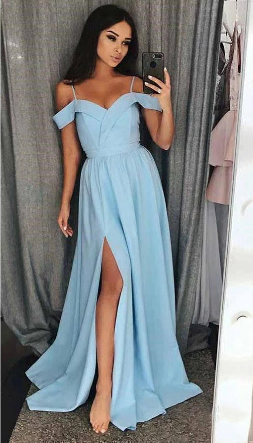 Light Blue Prom Dress with Split, Prom Dresses, Evening Dress, Dance Dress, Graduation School Party Gown, PC0356 - Promcoming