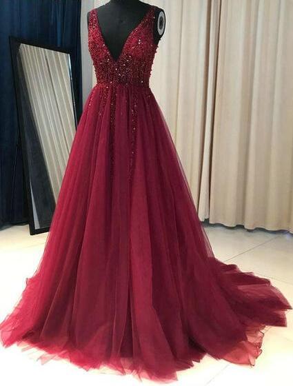 Beaded Prom Dress A-Line, Prom Dresses, Evening Dress, Dance Dress, Graduation School Party Gown, PC0380 - Promcoming