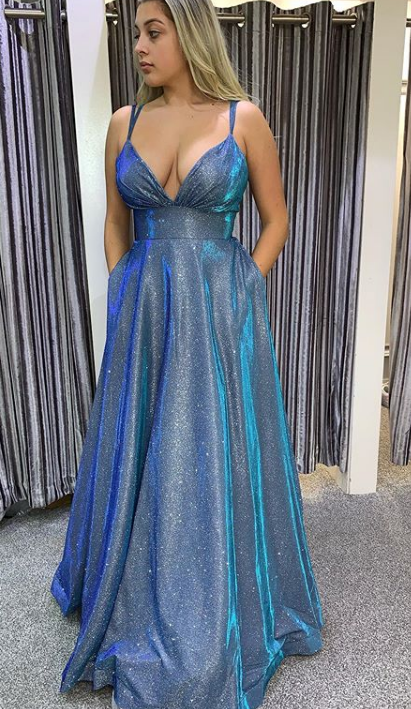 Shinning Prom Dress with Pockets, Evening Dress, Dance Dress, Graduation School Party Gown, PC0470 - Promcoming