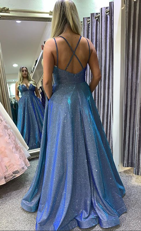 Shinning Prom Dress with Pockets, Evening Dress, Dance Dress, Graduation School Party Gown, PC0470 - Promcoming