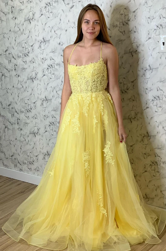 Yellow Prom Dress , Formal Dress, Evening Dress, Pageant Dance Dresses, School Party Gown, PC0733