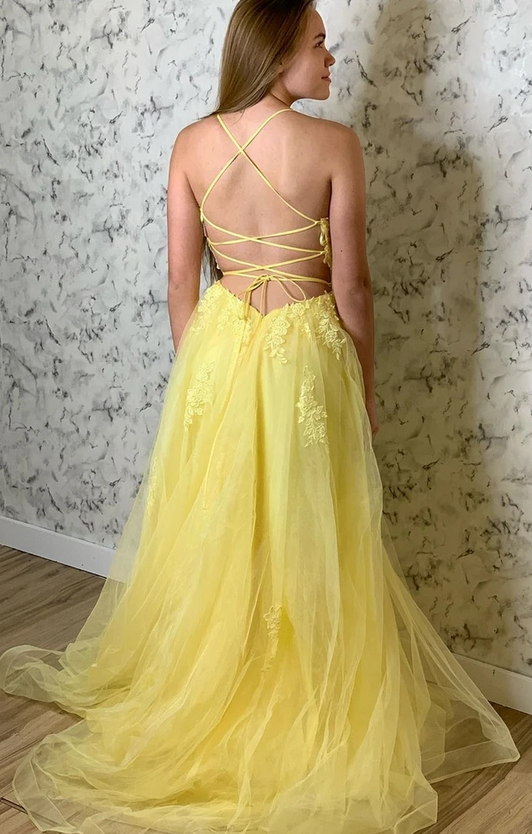 Yellow Prom Dress , Formal Dress, Evening Dress, Pageant Dance Dresses, School Party Gown, PC0733