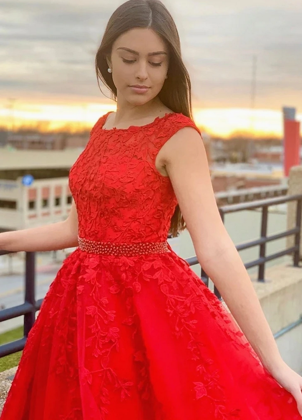 Red Lace Prom Dresses Long, Dress, Graduation Sc – Promcoming