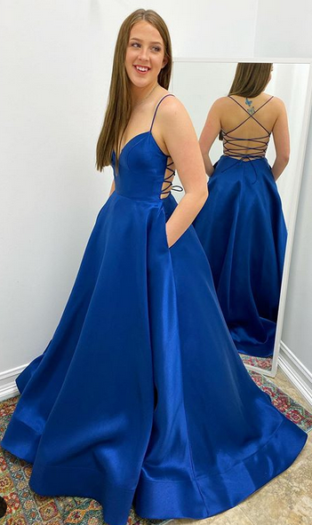 Royal Blue Prom Dress with Pockets, Evening Dress, Formal Dress, Graduation School Party Gown, PC0504 - Promcoming