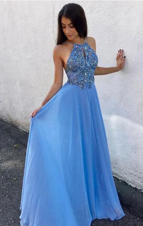 Sky Blue Prom Dress For Teens, Evening Dress, Formal Dress, Graduation School Party Gown, PC0493 - Promcoming