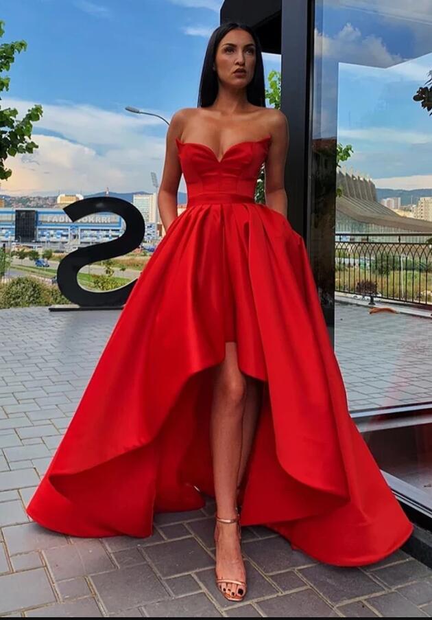 Red High Low Prom Dress, Evening Dress, Special Occasion Dress, Formal Dress, Graduation School Party Gown, PC0534 - Promcoming