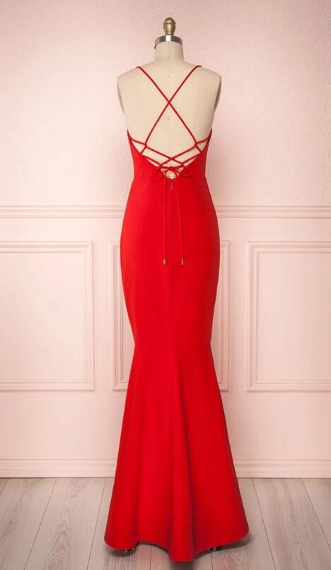 Sexy Red Prom Dress Cross Back, Evening Dress, Dance Dress, Formal Dress, Graduation School Party Gown, PC0549 - Promcoming