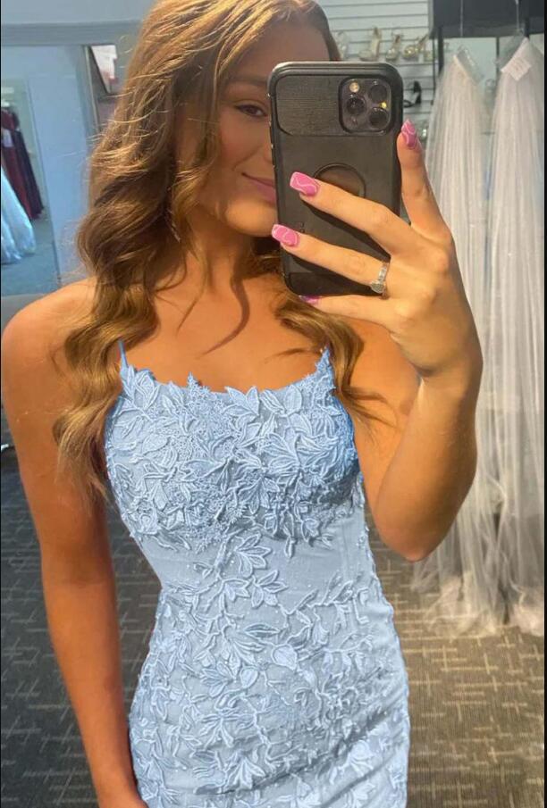 Sky Blue Lace HOCO Dress ,Homecoming Dress, Short Prom Dress ,Winter Formal Dress, Pageant Dance Dresses, Back To School Party Gown, PC0997