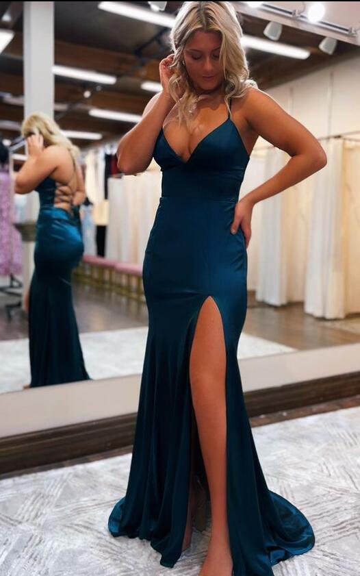 2023 Sexy Mermaid Prom Dresses Long with Slit