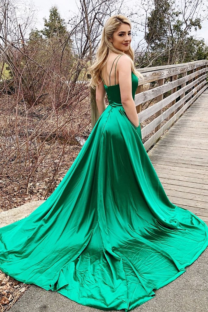 Green Prom Dress with Slit, Homecoming Dress ,Winter Formal Dress, Pageant Dance Dresses, Back To School Party Gown, PC0626 - Promcoming