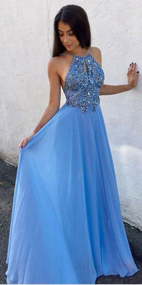 Sky Blue Prom Dress For Teens, Evening Dress, Formal Dress, Graduation School Party Gown, PC0493 - Promcoming