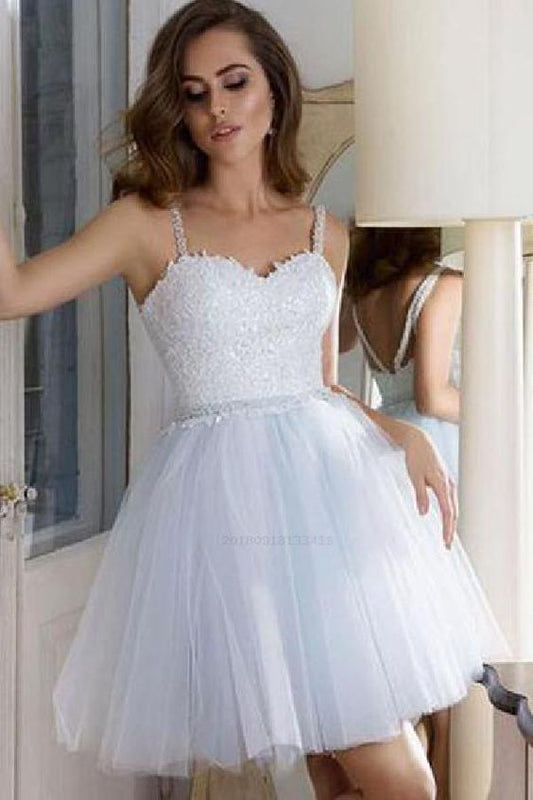White Homecoming Dress, Short Prom Dress, Short Wedding Dress,Dance Dresses, Back To School Party Gown, PC0861