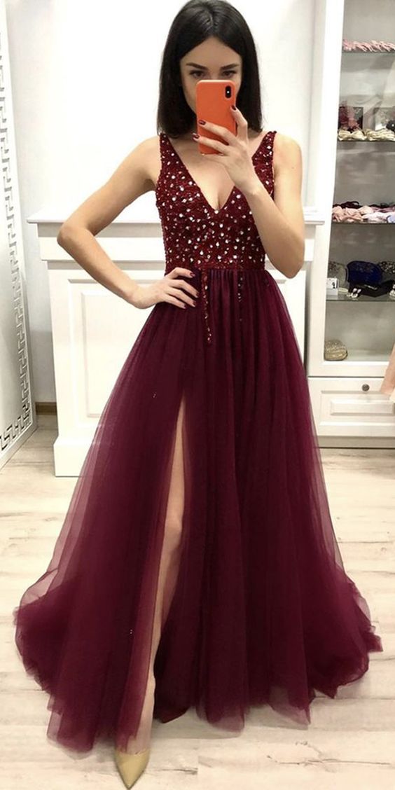 2020 Prom Dress For Teens with Slit, Evening Dress, Formal Dress, Graduation School Party Gown, PC0491 - Promcoming
