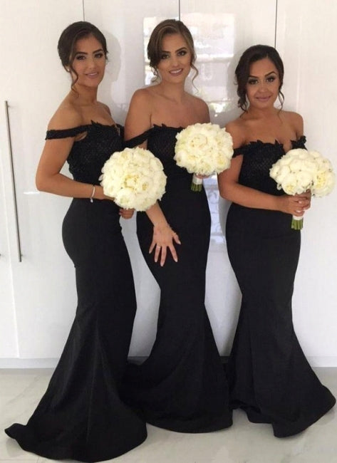 Black Mermaid Bridesmaid Dresses, Bridesmaid Dress, Wedding Party Dress, Dresses For Wedding, NB0030 - Promcoming