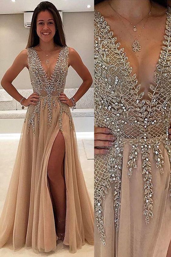 Sexy Prom Dress with Slit, Evening Dress ,Winter Formal Dress, Pageant Dance Dresses, Graduation School Party Gown, PC0289 - Promcoming