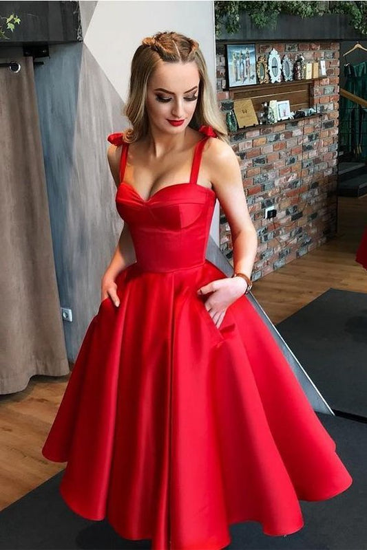 Red Homecoming Dress with Pockets, Short Prom Dress ,Formal Dress,Dance Dresses, Back To School Party Gown, PC0852
