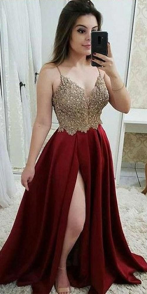 New Style Prom Dress Slit Skirt, Prom Dresses Long, Evening Dress, Formal Dress, Graduation School Party Gown, PC0475 - Promcoming