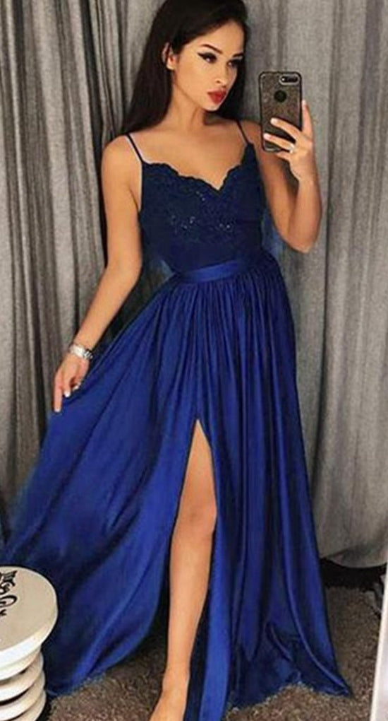 Royal Blue Prom Dress with Slit, Prom Dresses, Evening Dress, Dance Dress, Graduation School Party Gown, PC0406 - Promcoming