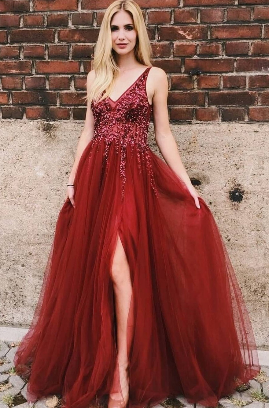 New Style Prom Dress with Slit, Evening Dress, Special Occasion Dress, Formal Dress, Graduation School Party Gown, PC0541 - Promcoming