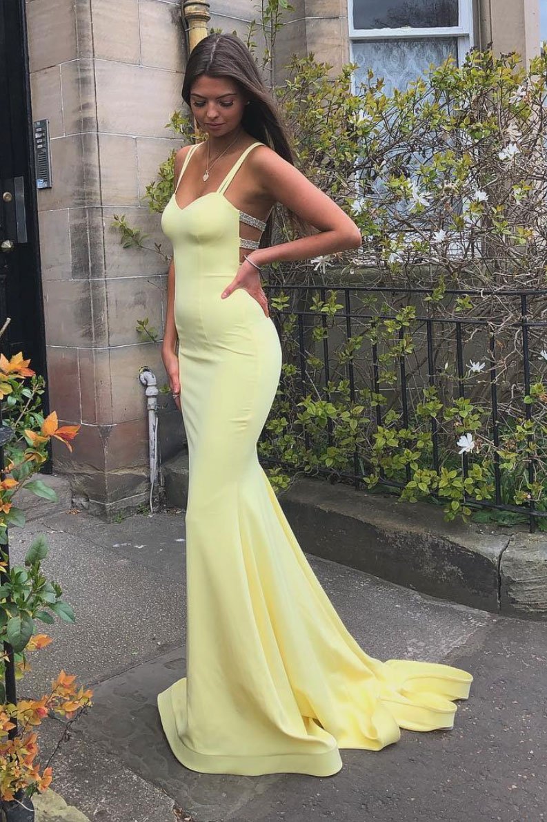 Mermaid Yellow Prom Dress, Formal Dress, Evening Dress, Pageant Dance Dresses, School Party Gown, PC0712