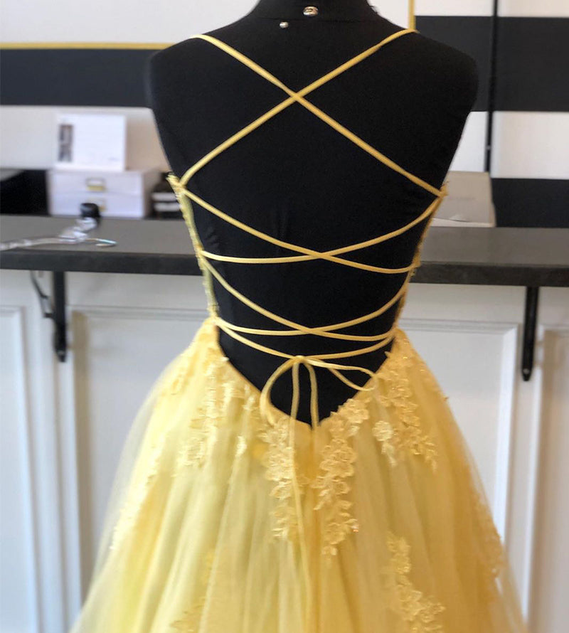 Yellow Prom Dress with Slit, Evening Dress, Formal Dress, Graduation School Party Gown, PC0479 - Promcoming