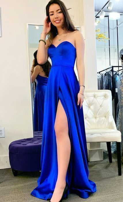 Royal Blue Prom Dress with Slit, Evening Dress, Dance Dress, Graduation School Party Gown, PC0441 - Promcoming