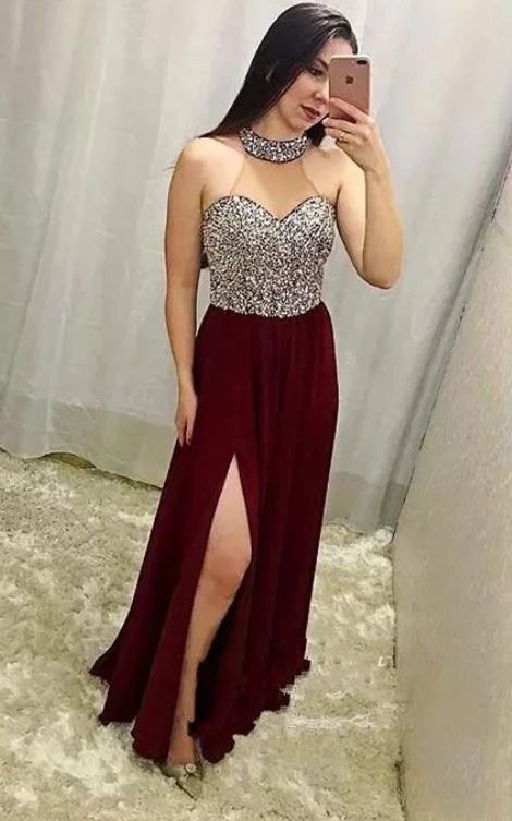 Prom Dress Halter Neckline, Evening Dress, Dance Dress, Graduation School Party Gown, PC0453 - Promcoming