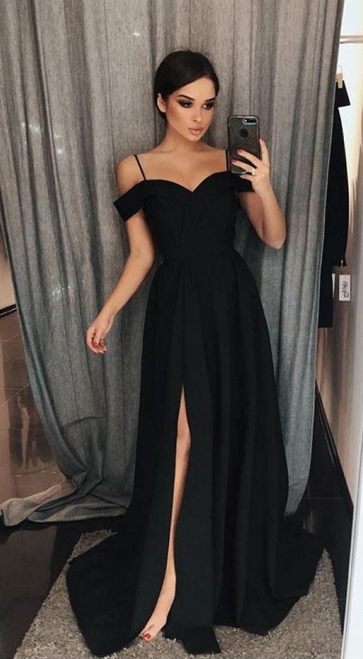Black Prom Dress with Slit, Evening Dress, Dance Dress, Graduation School Party Gown, PC0449 - Promcoming