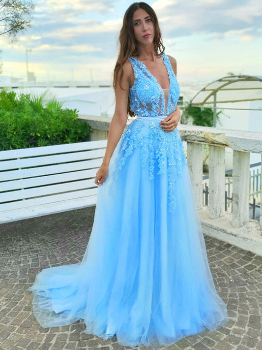 Blue Prom Dress Long, Formal Ball Dress, Evening Dress, Dance Dresses, School Party Gown, PC0817