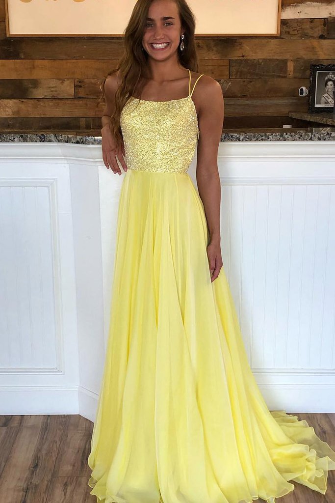 Yellow Prom Dress Open Back, Prom Dresses, Evening Dress, Dance Dress, Graduation School Party Gown, PC0411 - Promcoming